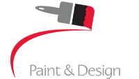 Village Paint & Design Logo, Red, black and gray.